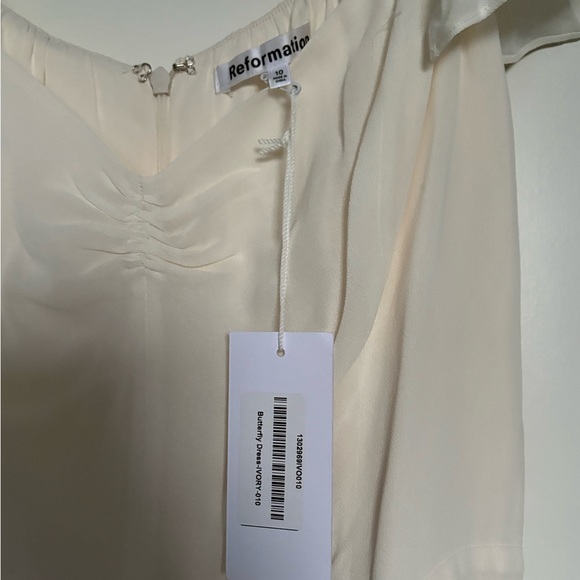 NEW NWT Reformation Butterfly Dress Ivory Off-Shoulder Midi Size 10 NWT - Picture 8 of 11